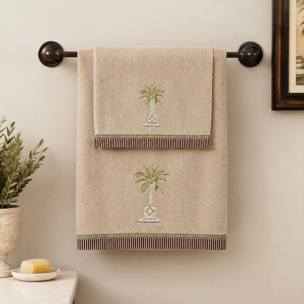 Avanti for Macys Bath Linens BANANA PALM 1 Bath Towel & 1 Hand Towel Made In USA